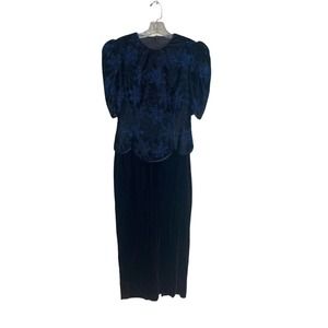 VTG Long Black Purple Blue Velvet Sz 8 Glitter Scott McClintock Open Back Dress